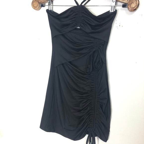 Princess Polly Dress Black Halter Cinch Cutout Bodycon Micro-Mini 4 - Picture 4 of 7